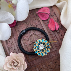 Vriksham Floral Tilak Shape Pendant Rubber Band-Sky Blue-H1059