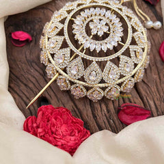 Vriksham Luxury Gold-Plated CZ Stone Studded Hair Bun Cage Accessory-BH1252