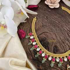 Premium Jadau Kundan Dual Peacock Pendant Neckpiece-J2484