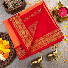 Vriksham Orange & Red Border With Butta Design Kalyani Cotton Saree-VS4953