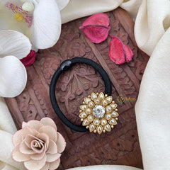 Vriksham Floral Tilak Shape Pendant Rubber Band-Motif Off White-H1061