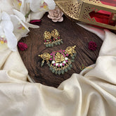 Gold Look Alike Jadau Kundan Ganpati Peandant Choker-Red-J2488