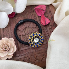 Vriksham Floral Tilak Shape Pendant Rubber Band-Dark Blue-H1062
