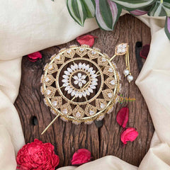 Vriksham Luxury Dark Gold-Plated CZ Stone Studded Hair Bun Cage Accessory-BH1254