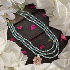 Vriksham Elegant 3 Layer Aqua Green Beaded Mala-G17053