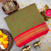 Vriksham Green & Red Border With Butta Design Kalyani Cotton Saree-VS4954