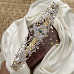 Vriksham Exquisite Peacock Bridal American Diamond Hipbelt-Green-G17648
