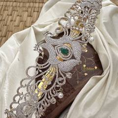 Vriksham Exquisite Peacock Bridal American Diamond Hipbelt-Green-G17648