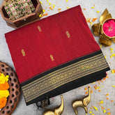 Vriksham Maroon & Black Border With Butta Design Kalyani Cotton Saree-VS4950