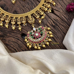 Lakshmi Jadau Kundan Short Neckpiece-Golden Beads-J2469