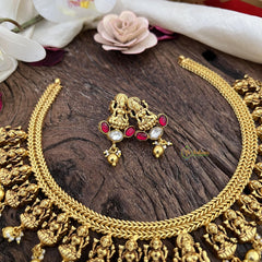 Lakshmi Jadau Kundan Short Neckpiece-Golden Beads-J2469