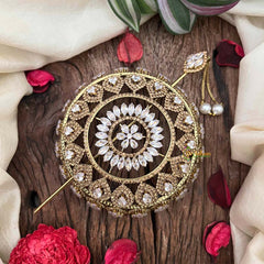 Vriksham Luxury Blackish Gold-Plated CZ Stone Studded Hair Bun Cage Accessory-BH1255