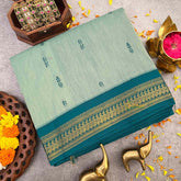 Vriksham Light Sky & Bottle Green Border With Butta Design Kalyani Cotton Saree-VS4960