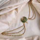 Bridal Jada Bun Billai with Maatil - Pearl Maatil - Green - G11466