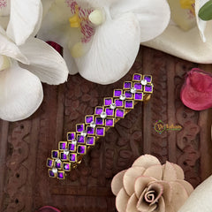 Vriksham Purple Kundan Hair Clip-Square-H981