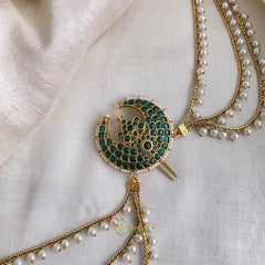 Bridal Jada Bun Billai with Maatil - Pearl Maatil - Green - G11466