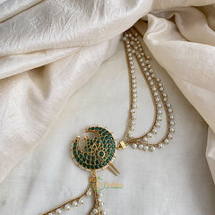 Bridal Jada Bun Billai with Maatil - Pearl Maatil - Green - G11466