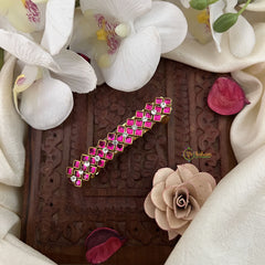 Vriksham Pink Kundan Hair Clip-Square-H982