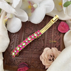 Vriksham Floral Pink Kundan Hair Clip-H983
