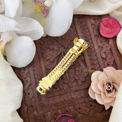 Vriksham Floral Pink Kundan Hair Clip-H983