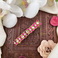 Vriksham Floral Pink Kundan Hair Clip-H983