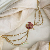 Bridal Jada Bun Billai with Maatil - Pearl Maatil - Red - G11467