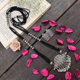 Vriksham Oxidized Silver Tribal Dome Detailing With Black Beaded Magalsutra-S995