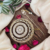 Vriksham Bollywood Style Gold Touch Hair Ornament CZ Stone Hair Bun Cage Accessory-BH1257