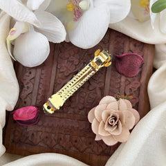 Vriksham Floral Red Green Kundan Hair Clip-H985