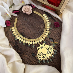 Premium Jadau Kundan Dual Peacock Pendant Neckpiece-J2485