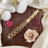 Vriksham Red Green Floral Kundan Hair Clip-H987