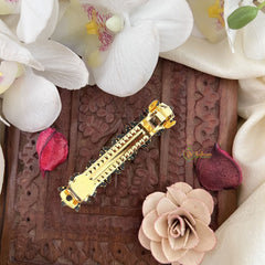 Vriksham Red Green Floral Kundan Hair Clip-H987