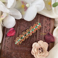 Vriksham Red Green Floral Kundan Hair Clip-H987