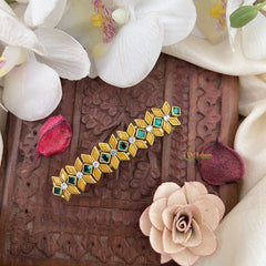 Vriksham Yellow & Green Floral Kundan Hair Clip-H988