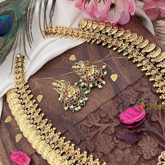 Vriksham Gold Look Alike Lakshmi Pendant Kaasumala-Pastel Green Bead-G18067