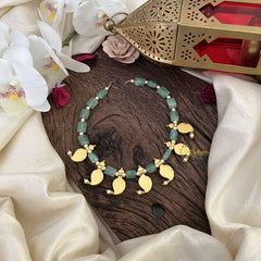Green Bead Jadau Kundan Maanga Neckpiece-J2492