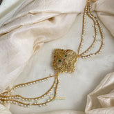 Elegant AD Stone Mayil Jada Bun Billai with Maatil - Pearl Maatil - G11468