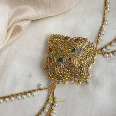 Elegant AD Stone Mayil Jada Bun Billai with Maatil - Pearl Maatil - G11468