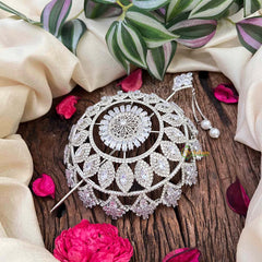 Vriksham Exquisite Zircon Stone Hair Ornament CZ Stone Hair Bun Cage Accessory-BH1258