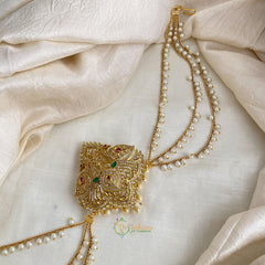 Elegant AD Stone Mayil Jada Bun Billai with Maatil - Pearl Maatil - G11468