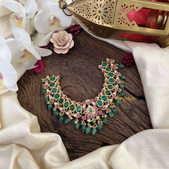 Designer Jadau Kundan Choker-Green Beads-J2479