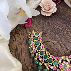 Designer Jadau Kundan Choker-Green Beads-J2479