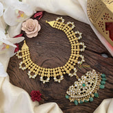 Gold Look Alike Jadau Kundan Pendant Short Neckpiece-J2473