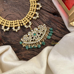 Gold Look Alike Jadau Kundan Pendant Short Neckpiece-J2473