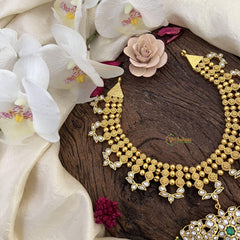 Gold Look Alike Jadau Kundan Pendant Short Neckpiece-J2473