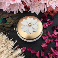 Vriksham White Metal Jar Medium-RG257