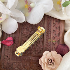 Vriksham Kundan Hair Clip-Red-Twisted Floral-H992