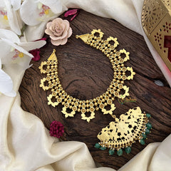 Gold Look Alike Jadau Kundan Pendant Short Neckpiece-J2473