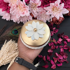 Vriksham White Metal Jar Medium-RG257