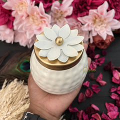 Vriksham White Metal Jar Big -RG258